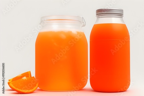 Vibrant Orange Soda Bottle Isolated on White Background