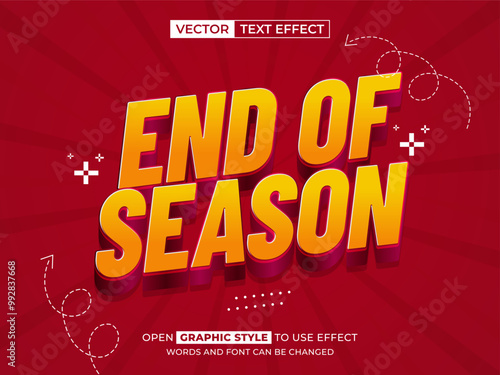 end of season editable text, font effect, 3d text for title
