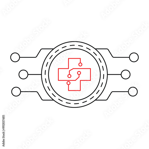 Vector icon for medical technology advancements. Symbolic representation of telemedicine, eHealth, and digital healthcare solutions.