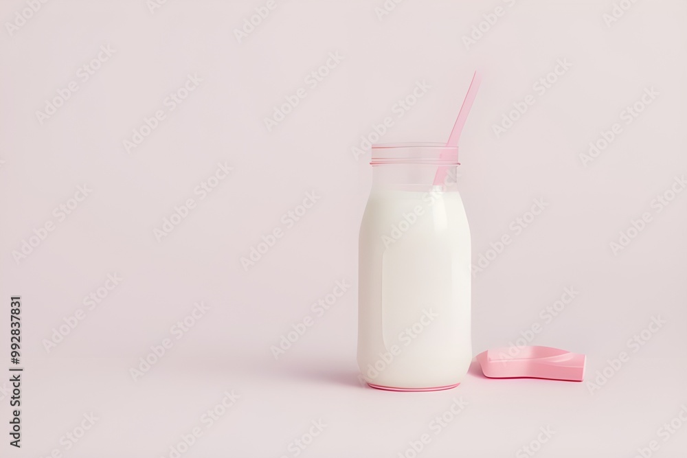 Pink Milk Splash Isolated on White Background
