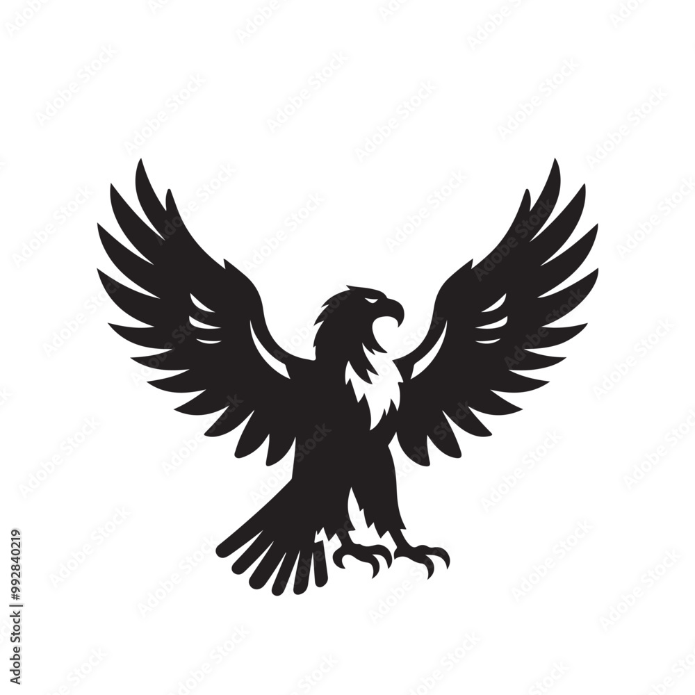 Obraz premium Silhouette of an eagle, silhouette of a flying bird., vector eagles collection