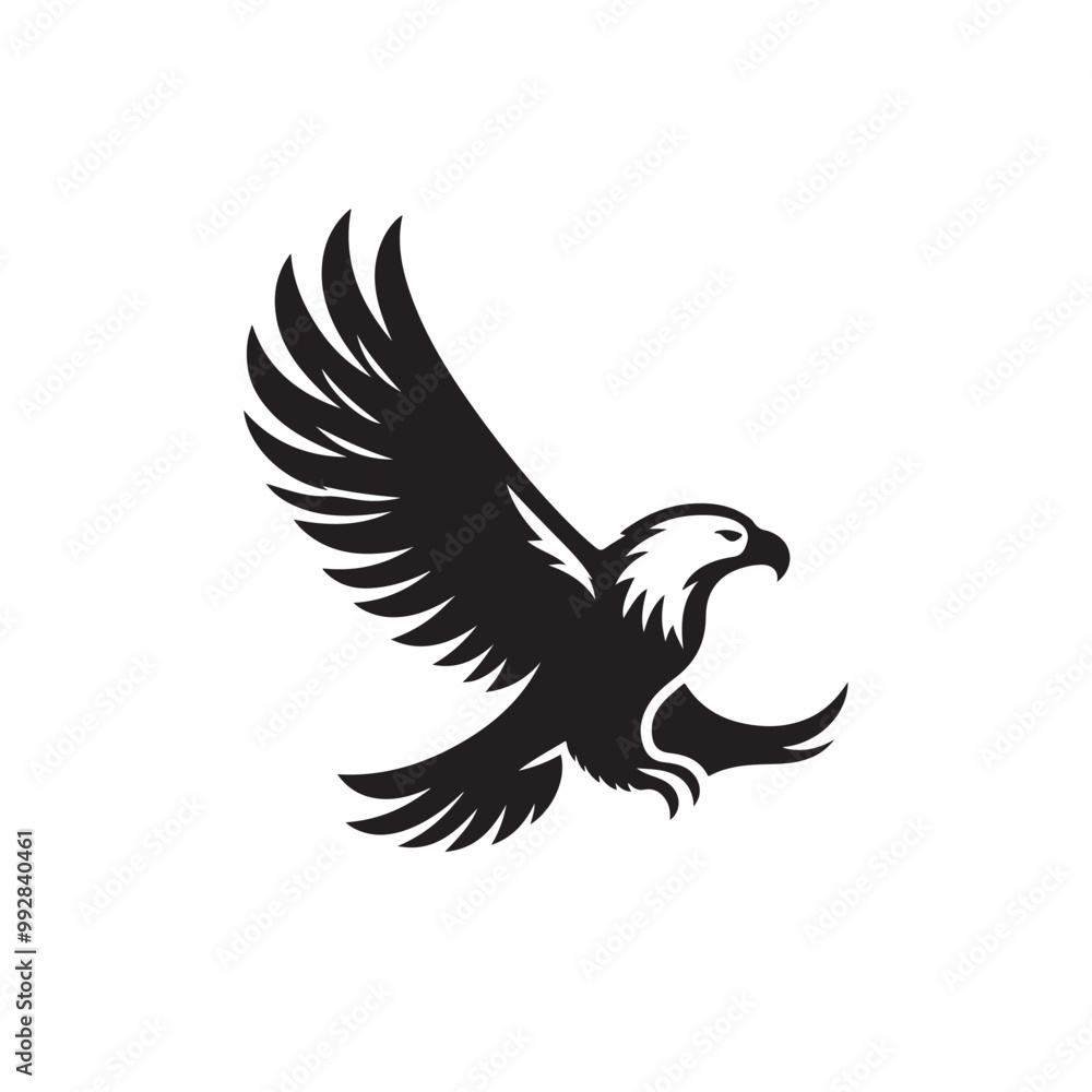 Fototapeta premium Silhouette of an eagle, silhouette of a flying bird., vector eagles collection
