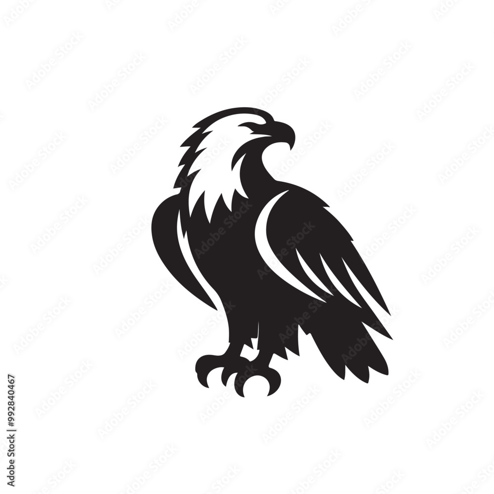 Obraz premium Silhouette of an eagle, silhouette of a flying bird., vector eagles collection