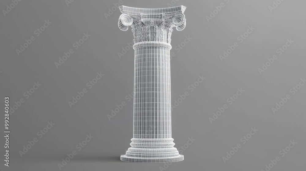 Ionic column in the ancient Roman architectural style. Wireframe low poly mesh illustration. Ionic column in the ancient Roman architectural style. Wireframe low poly mesh illustration.