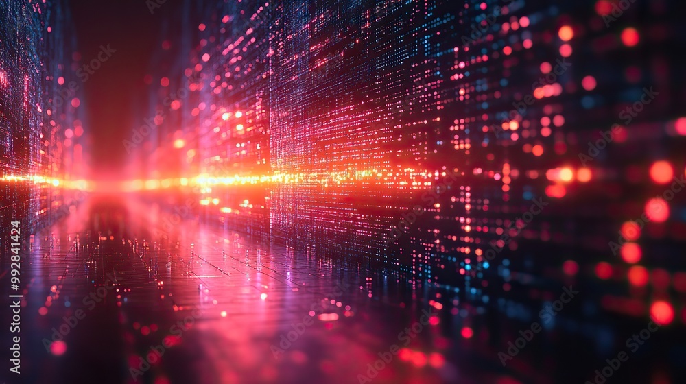 A fiber optic display represents the concept of data communication in the modern internet landscape. A fiber optic display represents the concept of data communication in the modern internet landscape.