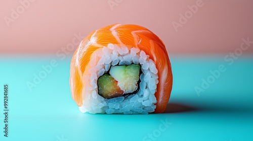 Minimalist Sushi Roll with Ginger Slice photo