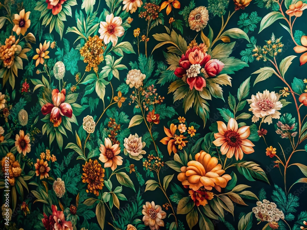 Elegant Dark Green Floral Wallpaper Design for Stylish Interiors and Home Decor Enhancement Elegant Dark Green Floral Wallpaper Design for Stylish Interiors and Home Decor Enhancement