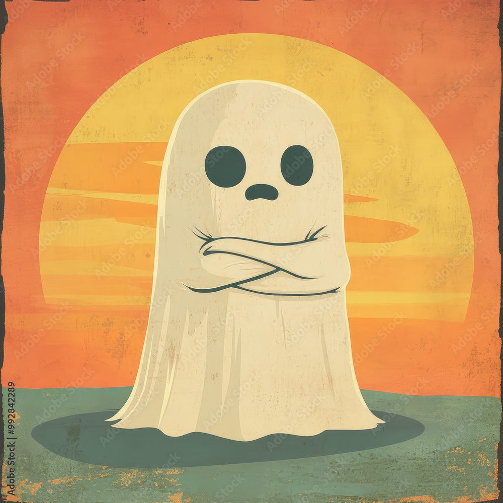 A cute cartoon ghost with a funny A cute cartoon ghost with a funny