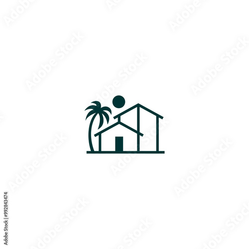 Palm house minimalist logo design vector icon illustration simple