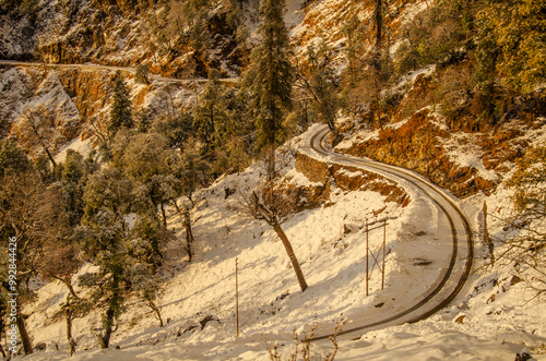 Himalayas mountain range, Spectacular and Mesmerizing landscape, view of the mystical land of Kumaun, near Munsiyari, Pithoragarh, Uttarakhand, India. Background, cover, copy space, soft focus photo