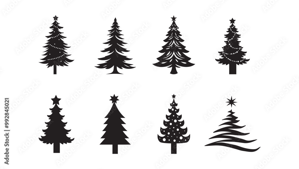 Fototapeta premium Christmas tree collection, marry Christmas, decorative trees 