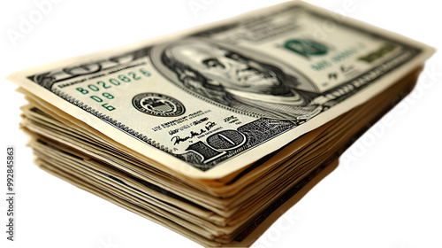Stack of Crisp Hundred Dollar Bills on a Table