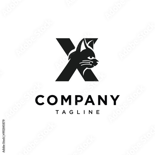 Letter X Cat Logo icon vector