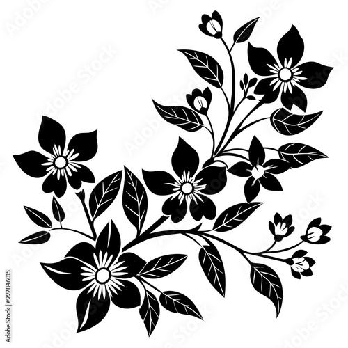 Wallpaper Mural floral branch silhouette vector art Torontodigital.ca