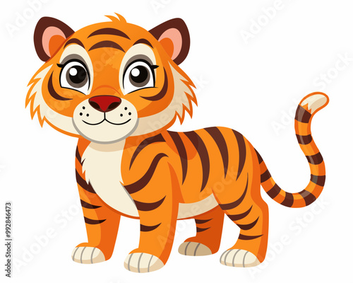 tiger cartoon vector illustration on a white background