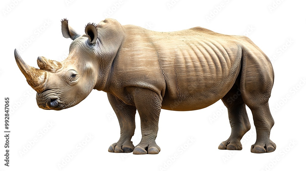 Fototapeta premium Big rhino animal isolated white background. 