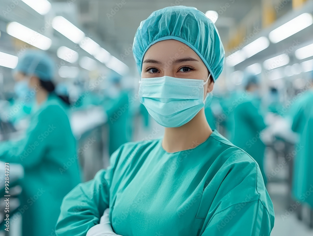 High skilled workers in medical attire focus on maintaining health standards in clean environment. Their dedication ensures safety and quality in healthcare settings High skilled workers in medical attire focus on maintaining health standards in clean environment. Their dedication ensures safety and quality in healthcare settings