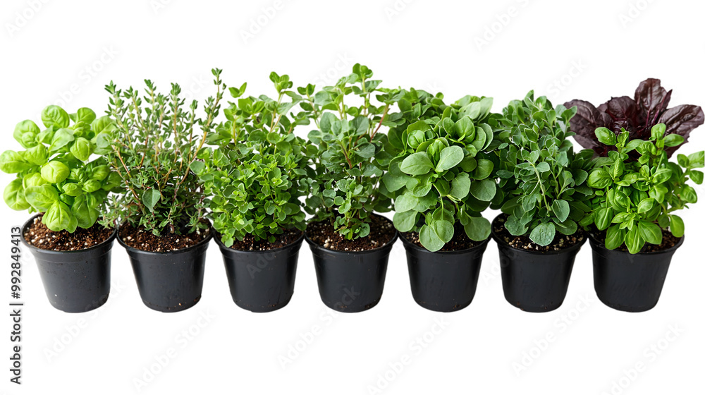 Fresh Assorted Herbs in Black Pots Fresh Assorted Herbs in Black Pots