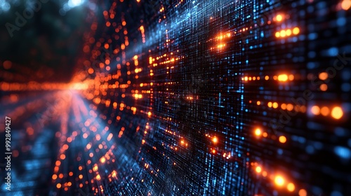 Wallpaper Mural A futuristic digital matrix background featuring cyber blockchain and virtual reality elements. Torontodigital.ca