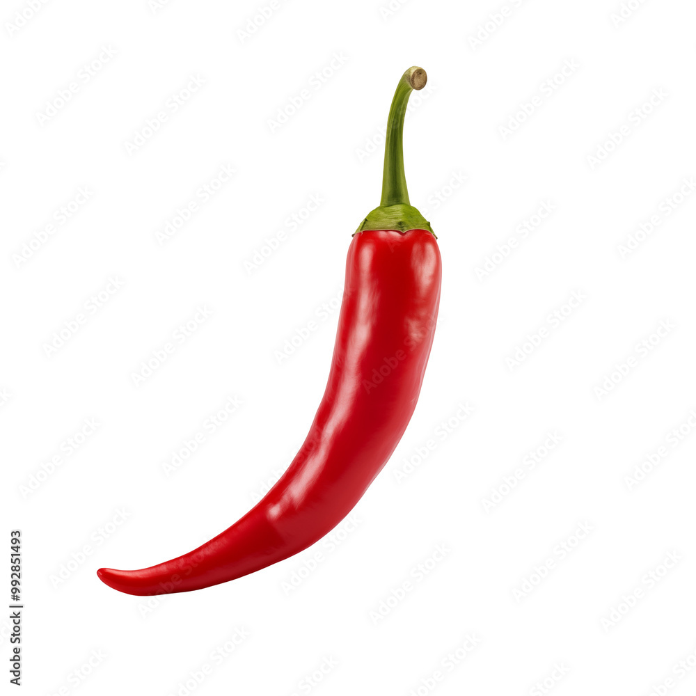 Single Red Chili Pepper Curved On A White Background Single Red Chili Pepper Curved On A White Background