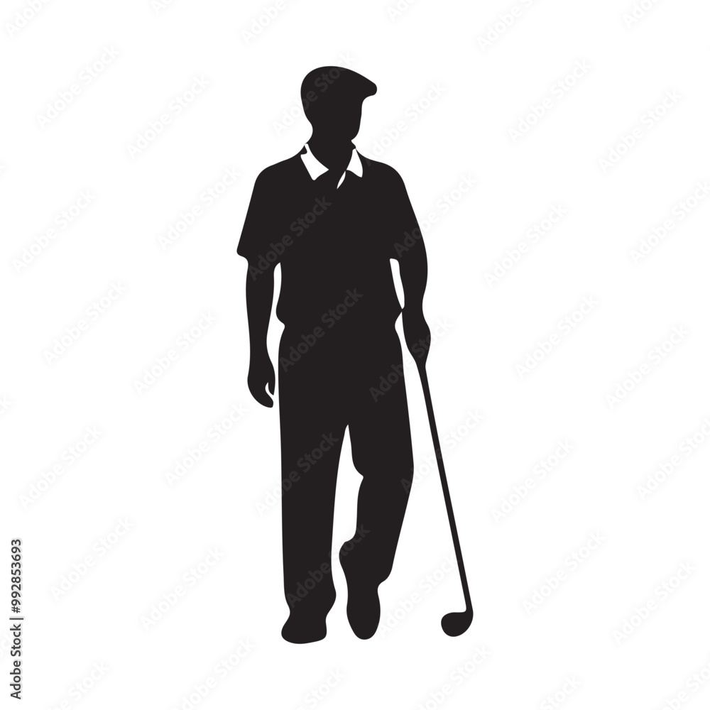 Golf Sport Silhouette - Golfer finished Tee-shot, Golf different silhouettes on white background Golf Sport Silhouette - Golfer finished Tee-shot, Golf different silhouettes on white background