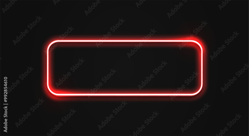 Neon red frame rectangle set. Glowing colorful rectangular border. Geometric shape action UI elements with copy space. Neon red frame rectangle set. Glowing colorful rectangular border. Geometric shape action UI elements with copy space.