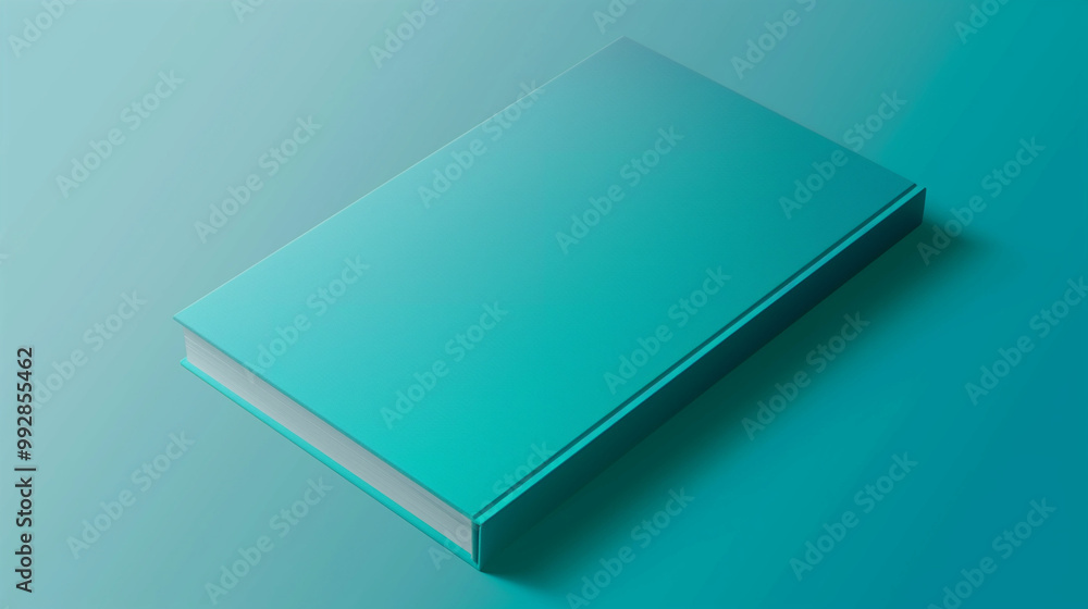 A mockup of an A4 book cover, featuring a gradient from teal to blue, representing water and air elements A mockup of an A4 book cover, featuring a gradient from teal to blue, representing water and air elements