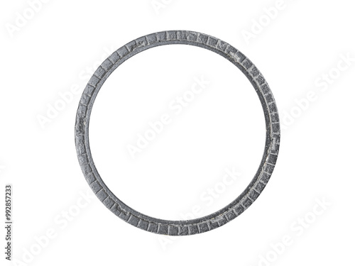 Fotografie Round ribbed cast iron frame is isolated