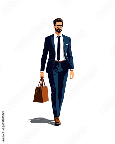Detailed flat vector people and illustration, man with executive outfit