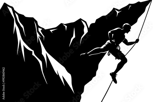 Rock climber silhouette vector illustration 