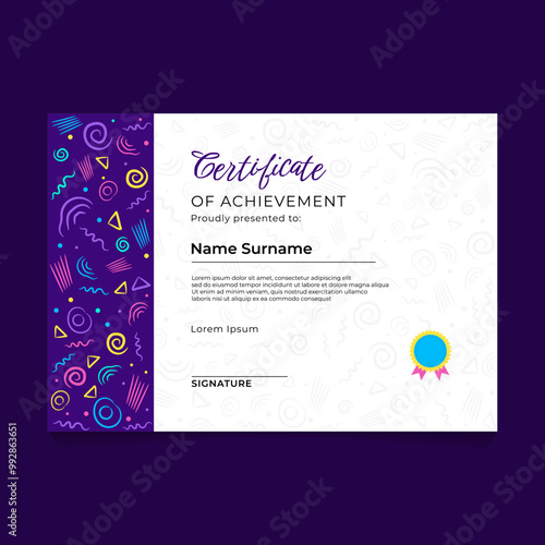 Abstract Doodle Hand Drawn Certificate Design
