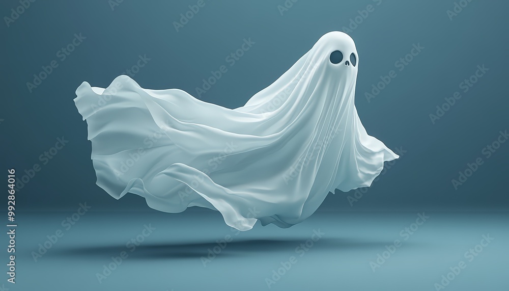 Floating ghost with hollow eyes, tattered sheet, 3D Render Blender Style, middle shot, isolated background, with space for text. Floating ghost with hollow eyes, tattered sheet, 3D Render Blender Style, middle shot, isolated background, with space for text.