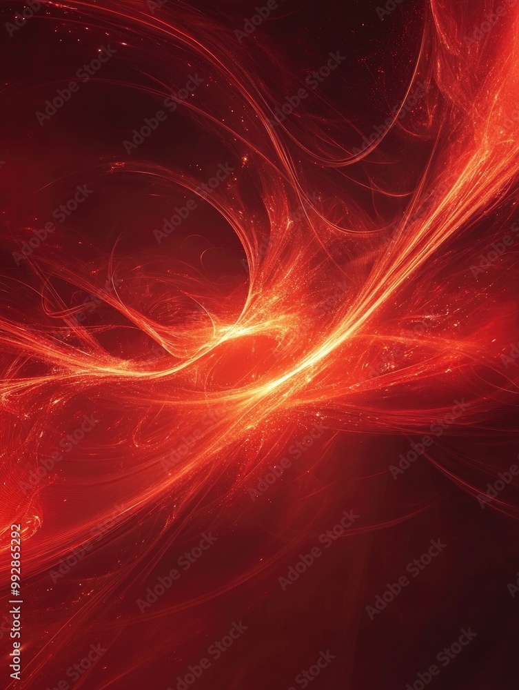 Fototapeta premium Abstract red fractal light background in a 3D rendering style
