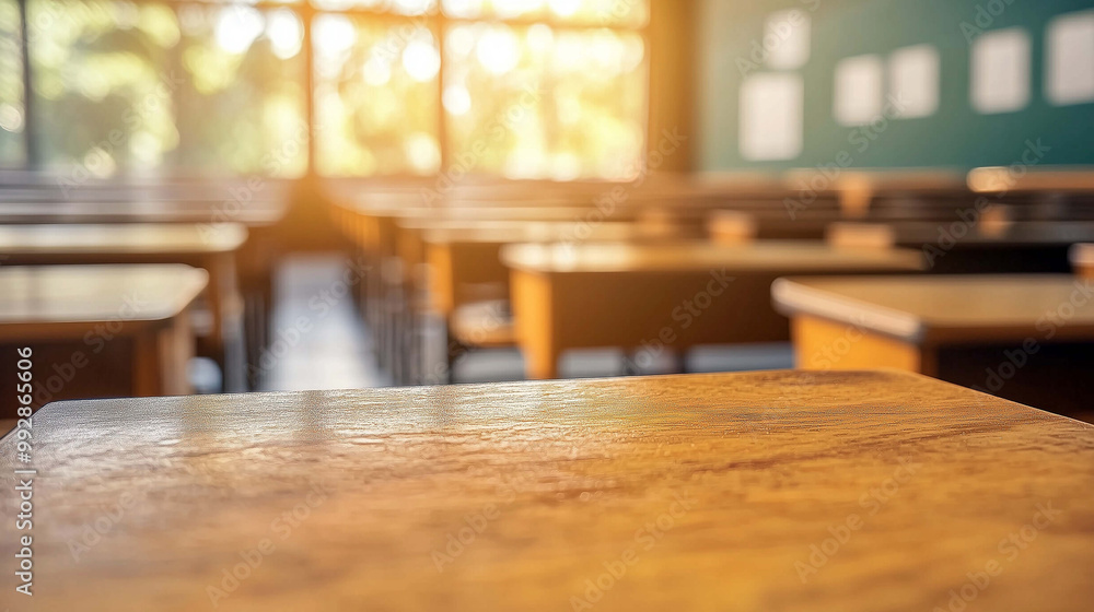 Bright and Open Study Room with Panoramic Windows, A Beautiful Blurred Background Bright and Open Study Room with Panoramic Windows, A Beautiful Blurred Background
