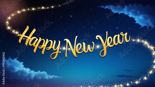 Capture the essence of celebration and tranquility with this Happy New Year image set against a stunning natural landscape.