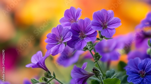 Pelargonium capitatum, a species of rose-scented geranium, blooms with purple flowers in October.