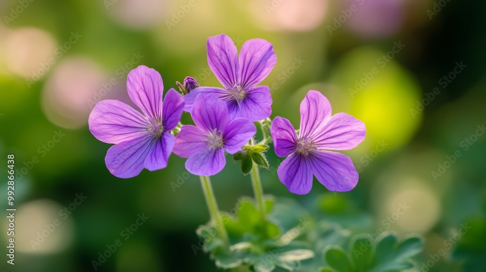 Pelargonium capitatum, a species of rose-scented geranium, blooms with purple flowers in October. Pelargonium capitatum, a species of rose-scented geranium, blooms with purple flowers in October.
