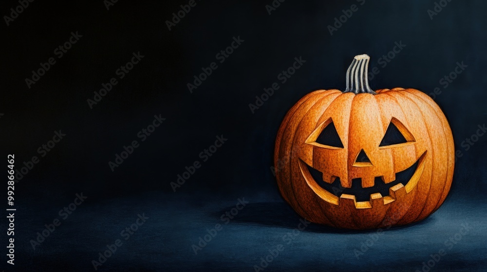 A bright orange pumpkin with a spooky carved face, perfect for Halloween decor or seasonal photography. A bright orange pumpkin with a spooky carved face, perfect for Halloween decor or seasonal photography.