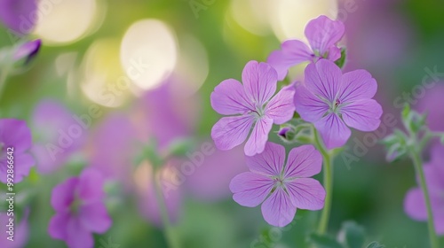 Pelargonium capitatum, a species of rose-scented geranium, blooms with purple flowers in October.