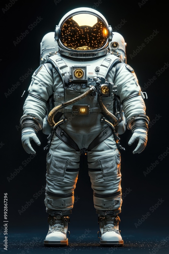 Fantasy astronaut stands heroically 3D illustration Fantasy astronaut stands heroically 3D illustration
