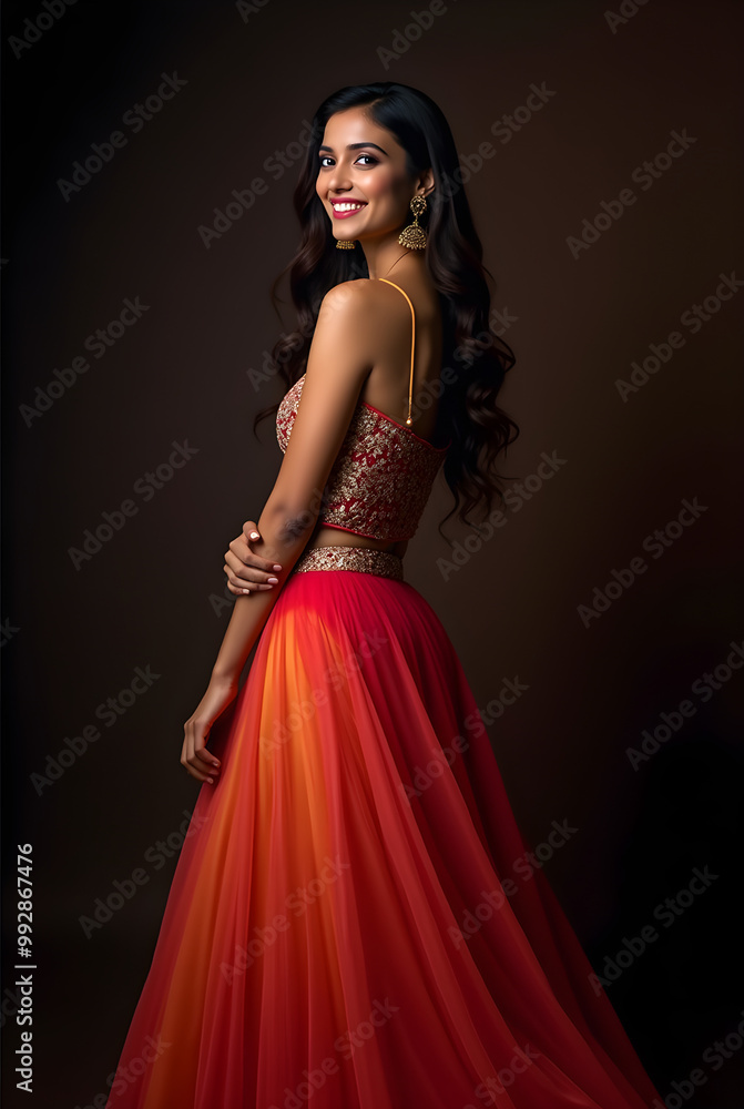 Indian Woman in Traditional Vibrant Attire Indian Woman in Traditional Vibrant Attire