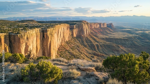 A mountain range with a cliff in the background