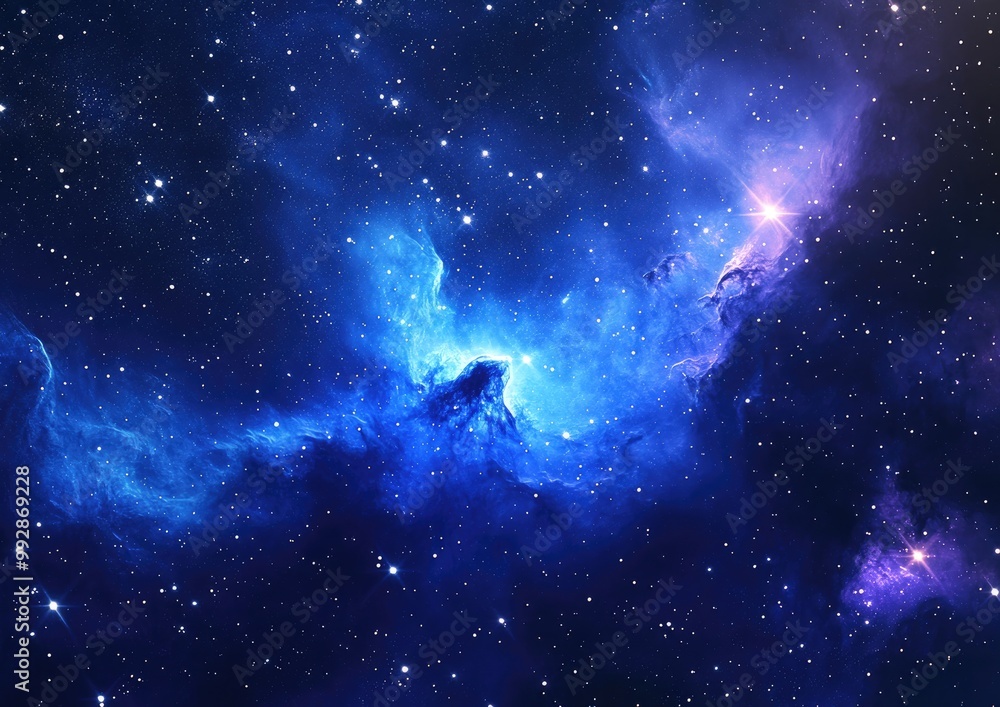 Fototapeta premium Vibrant expansive nebula featuring young stars set against a cosmic backdrop created through 3D illustration