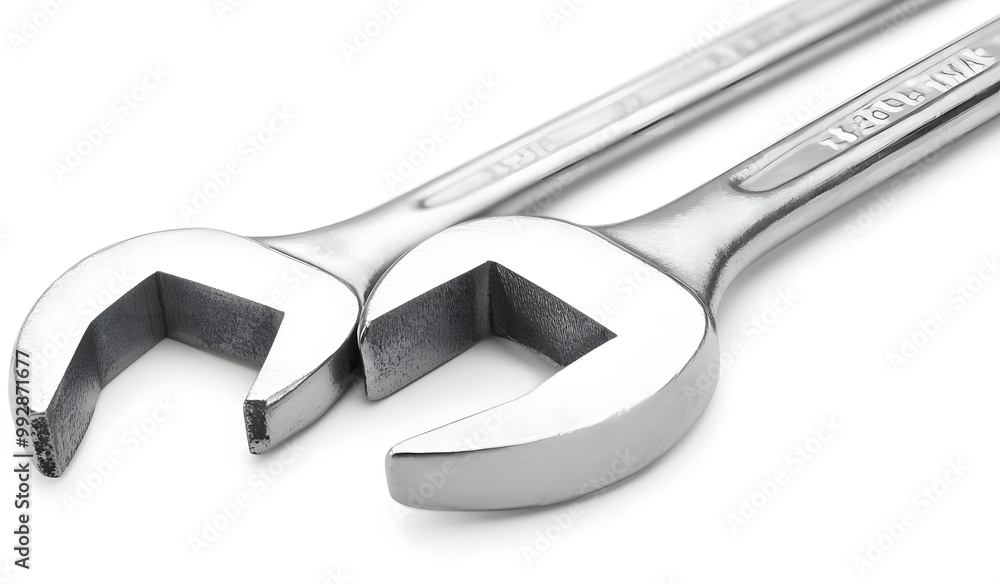 Crossed Adjustable Wrenches on White Background Design Crossed Adjustable Wrenches on White Background Design