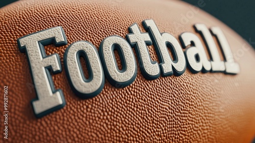 Embossed football design featuring the words Football created in a two dimensional flattened perspective 3D illustration photo