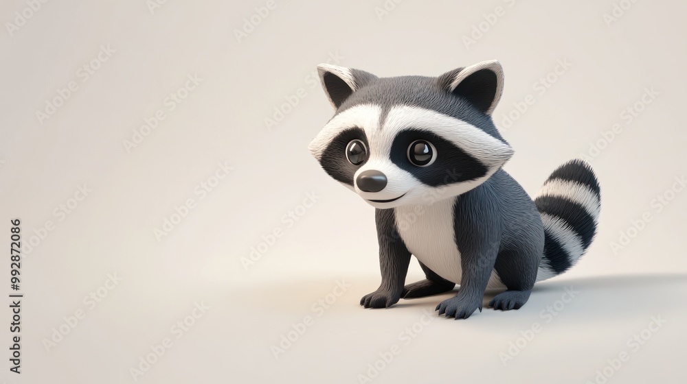 A cute, stylized raccoon character with big eyes and a friendly expression. A cute, stylized raccoon character with big eyes and a friendly expression.