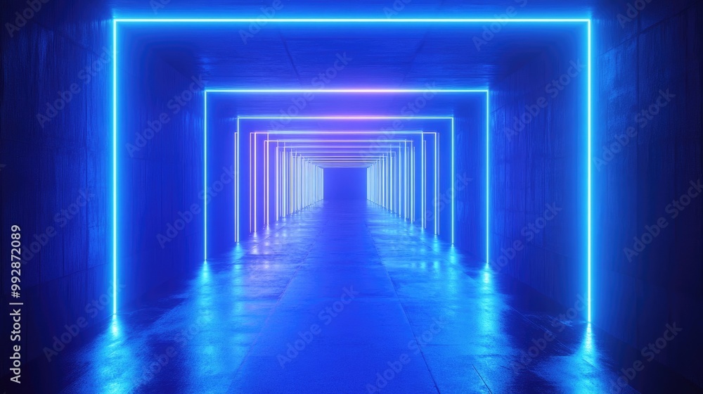 Futuristic abstract background featuring neon glowing techno lines in vibrant blue hues Futuristic abstract background featuring neon glowing techno lines in vibrant blue hues