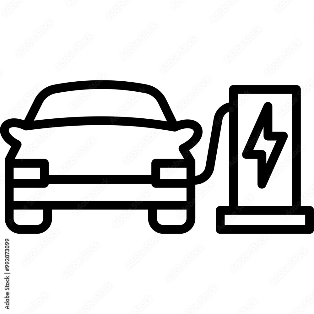 Electric Vehicle Line Icon Electric Vehicle Line Icon