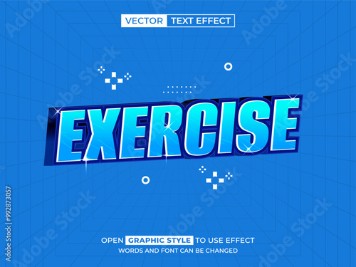 exercise editable text, font effect, 3d text for title