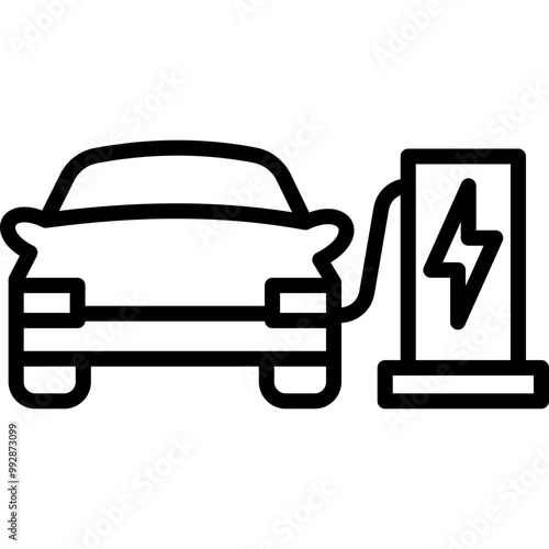 Electric Vehicle Line Icon